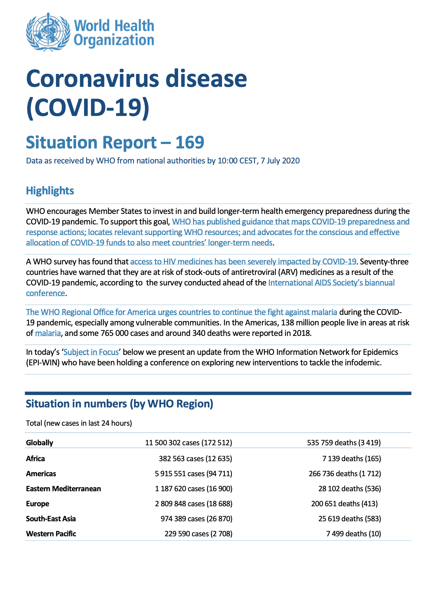 Situation report 169