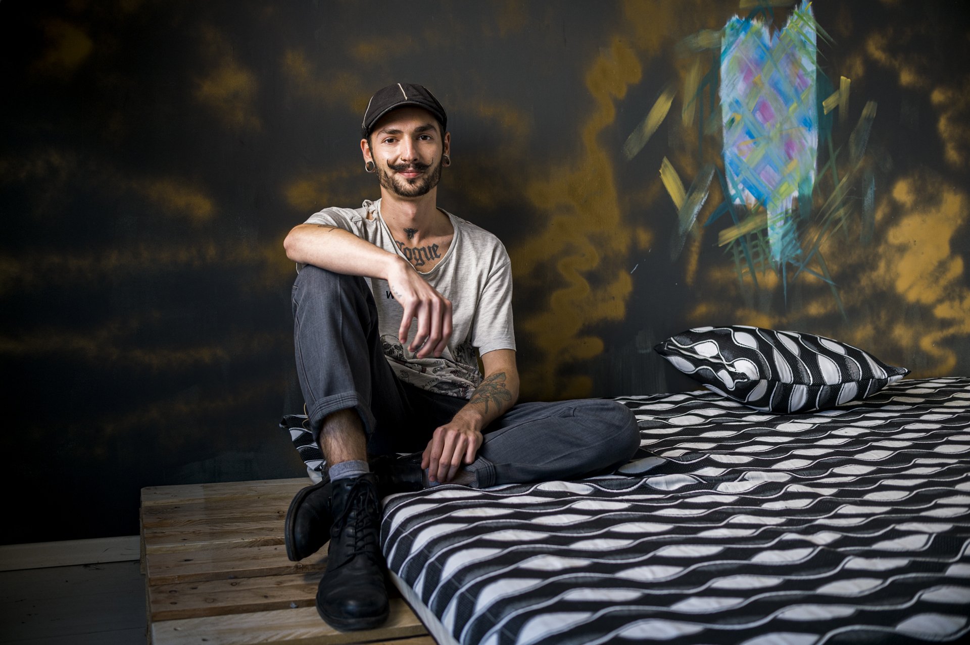 Teodor poses for a portrait at his home in the Busmantsi suburb of Sofia, Bulgaria