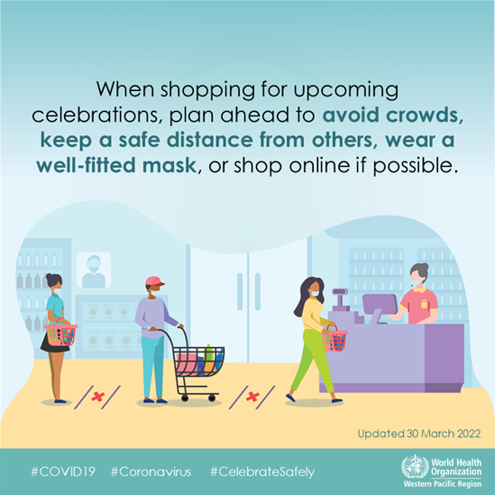 Graphic on staying safe while shopping for upcoming celebrations